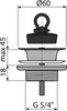 A technical drawing with dimensions of a drain valve for a sink. Anteprima dell’immagine prodotto