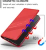 A red phone case is shown open, with arrows indicating a magnetic closure feature. Produktbild-Vorschau