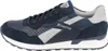 A side view of a blue and gray sneaker. Voir les images du produit