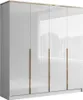 Kleiderschrank AURORA 4D in Weiß mit goldenen Chromgriffen Produktbild-Vorschau 5