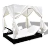 vidaXL Outdoor Loungebett mit Vorhang Poly Rattan Schwarz - Produktbild-Vorschau 8