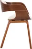 A side view of a modern dining chair with a wooden frame and cream upholstery. Náhled obrázku produktu