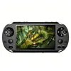 A black handheld gaming console displaying a colorful video game scene. Produktbild-Vorschau