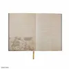 An open notebook with lined pages and a map illustration on the left page. Produktbild-Vorschau