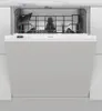 A white built-in dishwasher with its door open, showing the interior racks and controls. Voir les images du produit