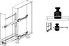 Diagram showing a cabinet pull-out system with weight load indicators. Produktbild-Vorschau