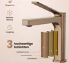 A rose gold faucet with informational text and graphics highlighting its features. Anteprima dell’immagine prodotto