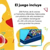 A close-up view of a game board with colorful pieces, accompanied by descriptive text about the game's contents. Podgląd zdjęcia produktu