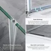 Close-up views of shower door components and features, with descriptive text. Produktbild-Vorschau