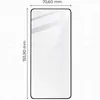 A diagram showing the dimensions of a screen protector. Produktbild-Vorschau