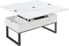 A white marble-look coffee table with a metal frame, featuring a lift-top design and storage compartments. Náhled obrázku produktu
