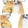 A collage of four close-up watercolor illustrations of a fox's face. Produktbild-Vorschau