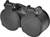 A black double electrical socket with protective covers. Anteprima dell’immagine prodotto