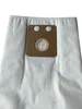 A white vacuum cleaner bag with a brown cardboard attachment. Produktbild-Vorschau
