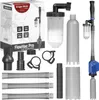 A collection of aquarium cleaning equipment, including a water filter and various attachments, laid out on a white background. Anteprima dell’immagine prodotto