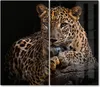 DEQORI Herdabdeckplatte Glas 2-tlg 'Liegender Leopard' Herd Produktbild-Vorschau 1