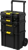 A black modular rolling tool chest with yellow accents. Voir les images du produit