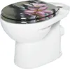 A white toilet with a decorative lid featuring a floral design. Produktbild-Vorschau