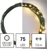 LED vánoční nano řetěz zelený, 7,5 m, venkovní i vnitřní, teplá bílá, časovač Náhled obrázku produktu