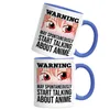Warning May Talk About Anime Tasse Blau Geschenkidee Anime Produktbild-Vorschau 2