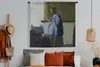 MuchoWow® Wandteppich Wandbehang Frau in Blau liest einen Produktbild-Vorschau 4
