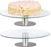Relaxdays Tortenplatte mit Fuß, 2er Set, drehbar, ∅ 30 cm, Produktbild-Vorschau 1