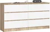 Komoda AKORD K140 Dąb Sonoma 138 cm 6 szuflad kolor Biały Podgląd zdjęcia produktu 1