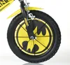 A close-up view of the front wheel of a child's bicycle with a Batman theme. Náhľad obrázku produktu