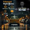 A marketing image for a dashcam, showing its features and a night-time driving scene. Produktbild-Vorschau