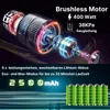 A diagram of a brushless motor and battery specifications for a vacuum cleaner. Produktbild-Vorschau