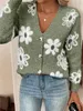 ASKSA Cardigan Femme Col V Manches Longues Motif Fleurs Voir les images du produit 2
