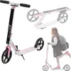 A collage of images showing a pink and white scooter, a folded scooter, and a girl riding a scooter. Náhľad obrázku produktu