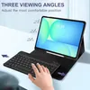 A tablet with a keyboard case is shown, with a hand typing on the keyboard. Text overlays indicate viewing angles. Anteprima dell’immagine prodotto