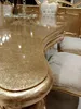 Klassisch Gold Esszimmer set Holztisch Esstisch + 4x Stühle Produktbild-Vorschau 1
