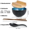 Ramen-Schalen-Set, 2er, Keramik, blau, mit Deckel & Löffel Produktbild-Vorschau
