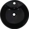 ZMH Waschbecken mit Überlauf 46,5 x 18 cm Keramik Schwarz Produktbild-Vorschau 4