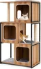 A multi-level cat tree with scratching posts and enclosed cubbies, featuring two cats. Podgląd zdjęcia produktu