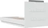 The back of a white bed frame with a gray upholstered headboard against a white background. Anteprima dell’immagine prodotto