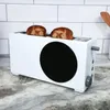 A white toaster with two slices of toast on a kitchen counter. Anteprima dell’immagine prodotto
