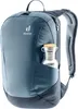 A blue Deuter backpack with a water bottle in the side pocket. Produktbild-Vorschau