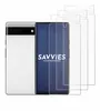 A smartphone and several screen protectors are displayed against a white background. Produktbild-Vorschau