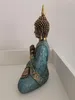Buddha Figur 29cm türkis gold meditierend Produktbild-Vorschau 3