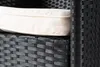 A close-up view of a black rattan chair with a cream cushion. Náhled obrázku produktu
