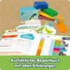 A collection of colorful boxes, a book, and small accessories are arranged on a textured brown surface, suggesting a product display or promotional image. Náhled obrázku produktu