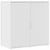A white cabinet with two doors and silver handles, isolated on a white background. Voir les images du produit