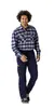 A man wearing a plaid shirt and work pants stands against a white background. Produktbild-Vorschau