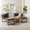 home24 Loungeset - 3-teilig - Akazie Massiv / Polyester Produktbild-Vorschau 3