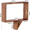 A wooden wall shelf with dimensions indicated by text overlays. Produktbild-Vorschau