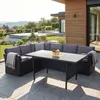 Schwarzes Polyrattan-Lounge-Esstischset dunkelgrau Produktbild-Vorschau 2