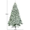 A full shot of a flocked artificial Christmas tree on a white background, with dimensions indicated. Anteprima dell’immagine prodotto